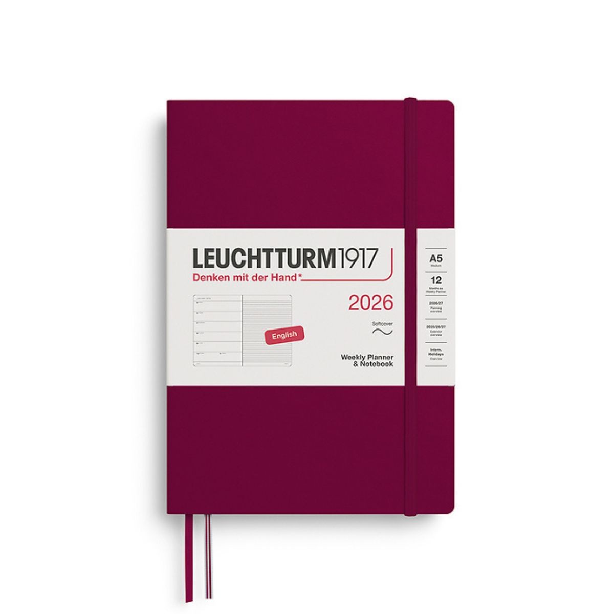 LEUCHTTURM1917 Εβδομαδιαίο Planner/Notebook 2026 A5 με Μαλακό Εξώφυλλο - Port Red