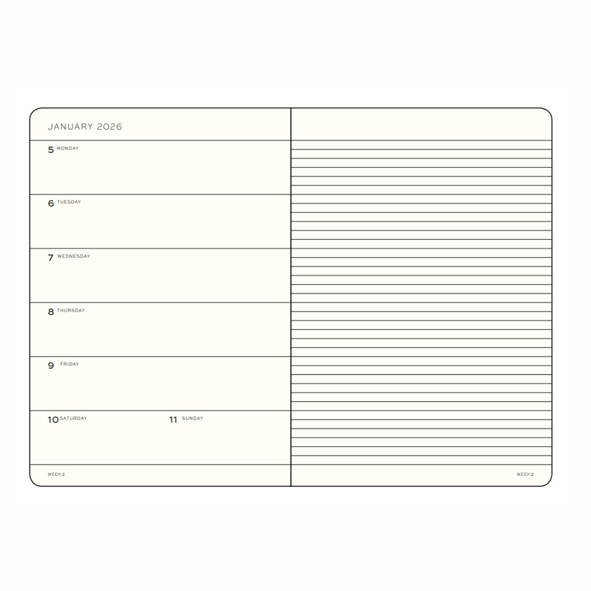 LEUCHTTURM1917 Εβδομαδιαίο Planner/Notebook 2026 B5 Σκληρό Εξώφυλλο - Ink