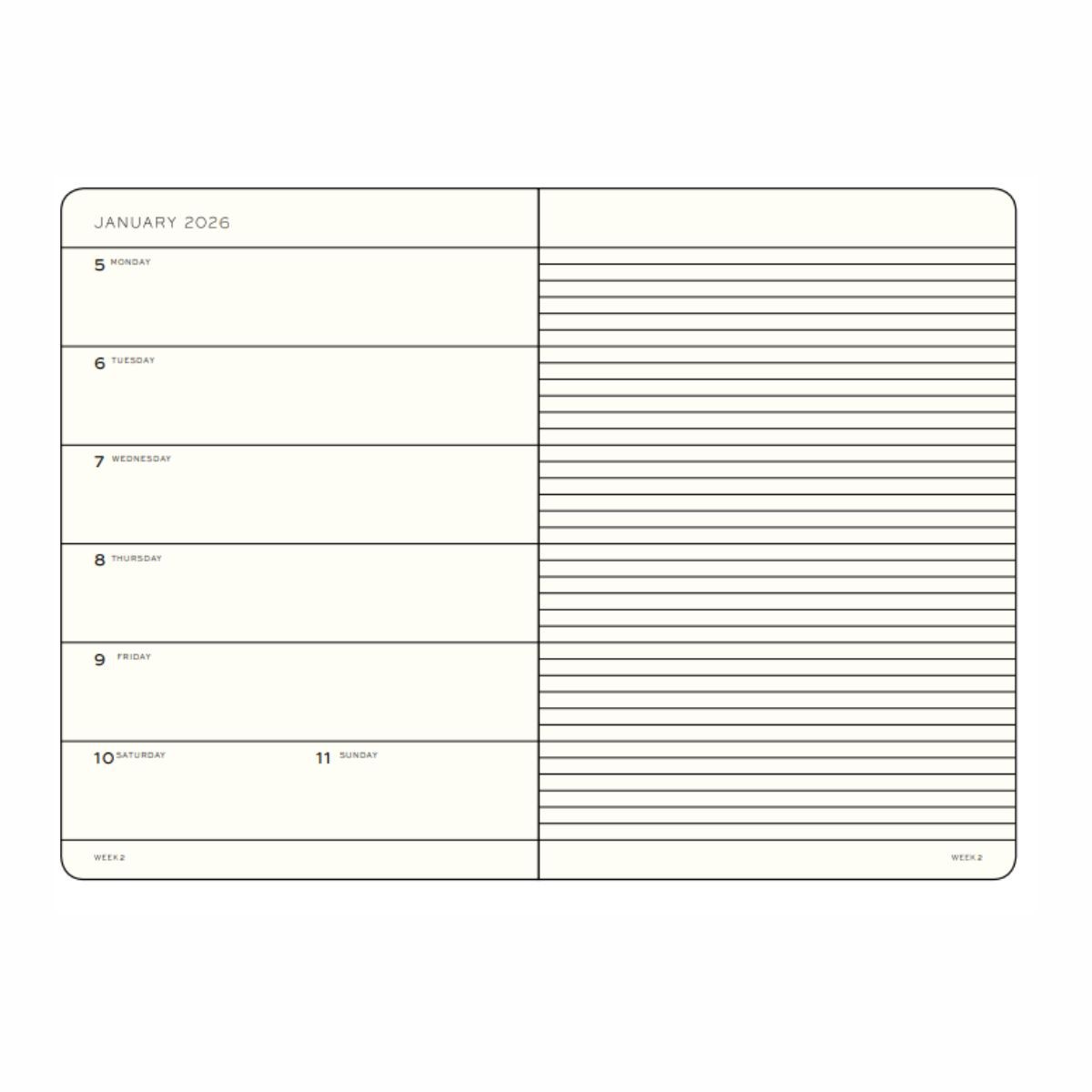 LEUCHTTURM1917 Εβδομαδιαίο Planner/Notebook 2026 B6+ Μαλακό Εξώφυλλο Ink