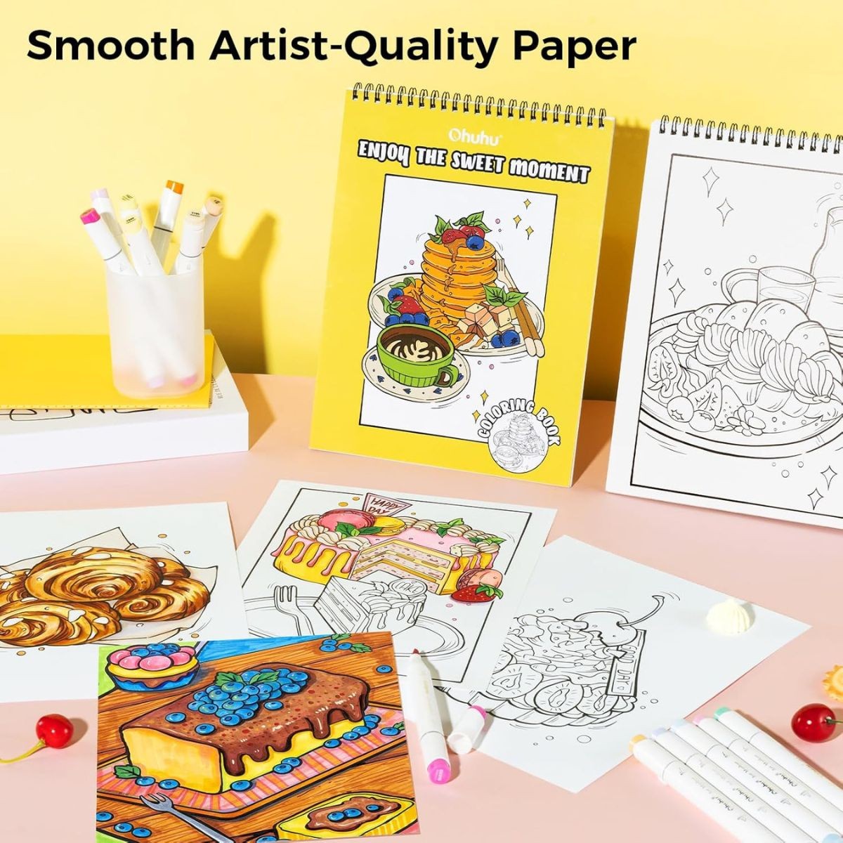 Ohuhu Bleedproof Coloring Book Enjoy the Sweet Moments