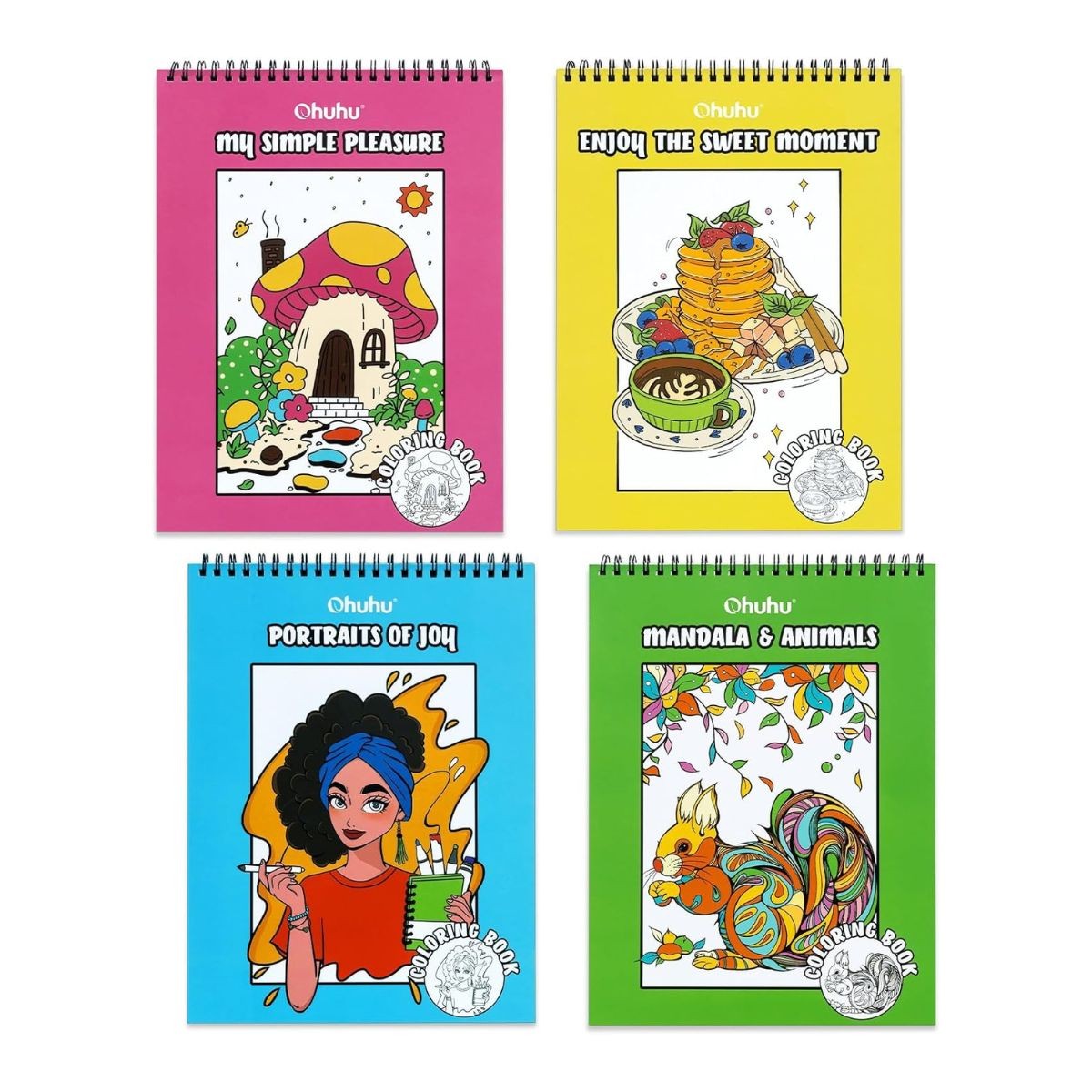 Ohuhu Σετ 4 Bleedproof Coloring Books