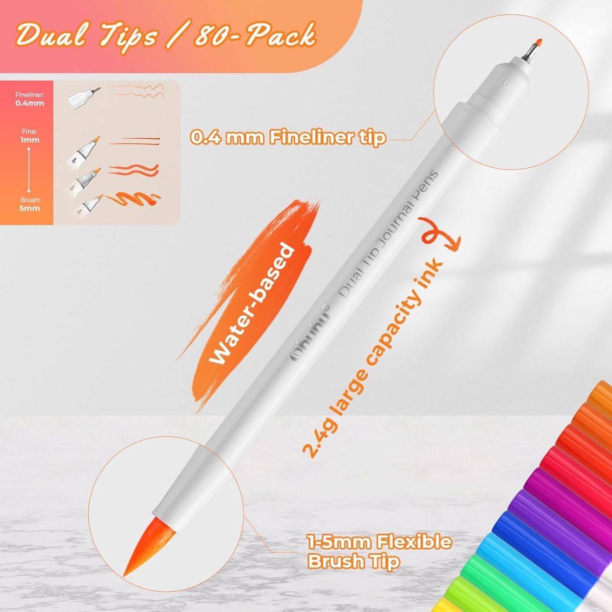 Ohuhu Σετ 80 Μαρκαδόρων με Βάση το Νερό Brush & Extra Fine