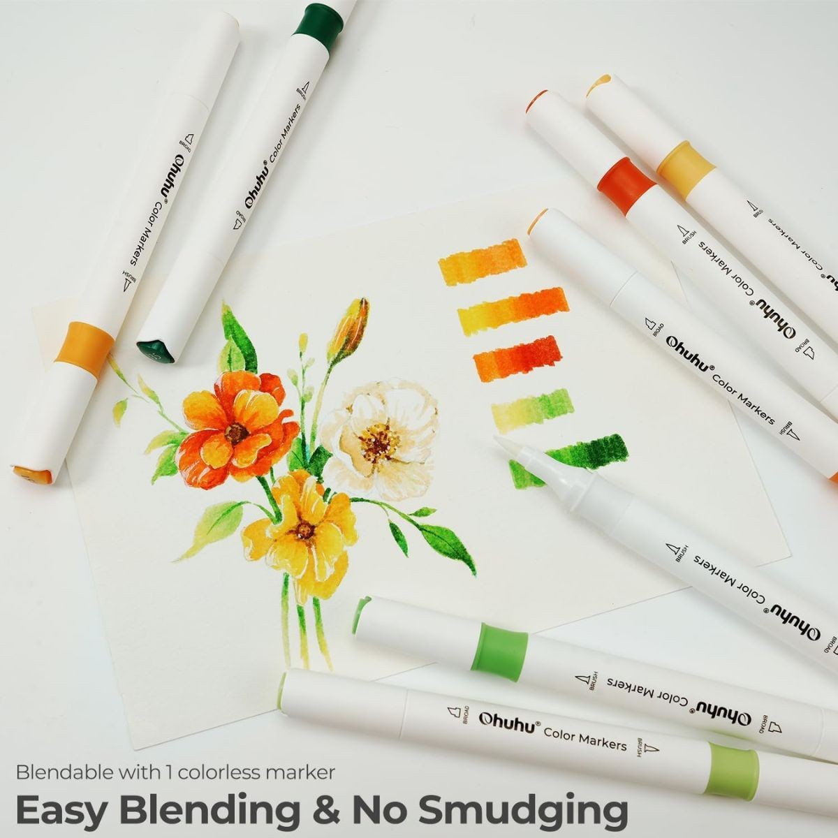 Ohuhu Water-based Coloring Markers Dual Σετ 64 Χρώματα Brush & Chisel