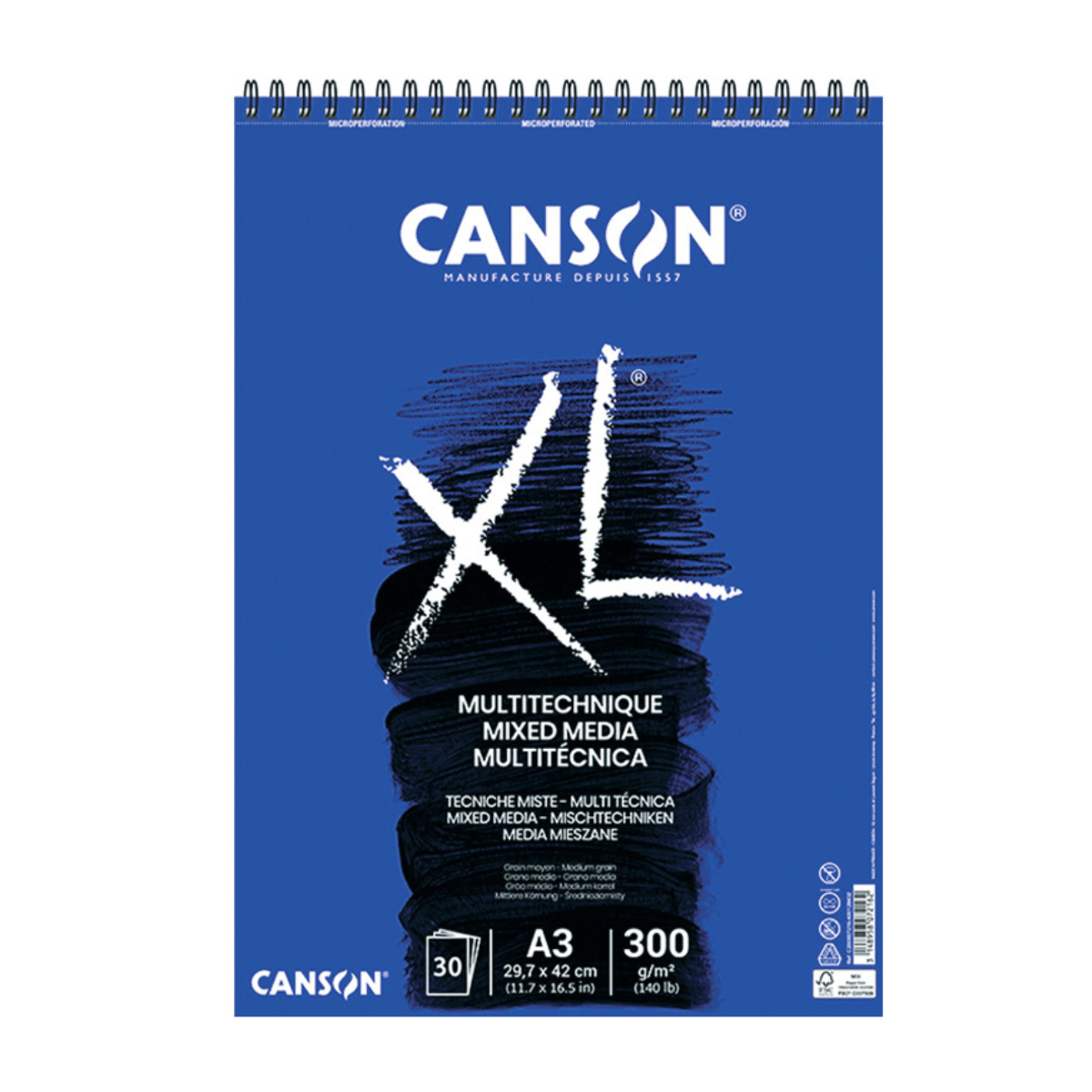 Canson Σπιράλ Μπλοκ XL Mixed Media Textured Α3/300gsm 30φ.