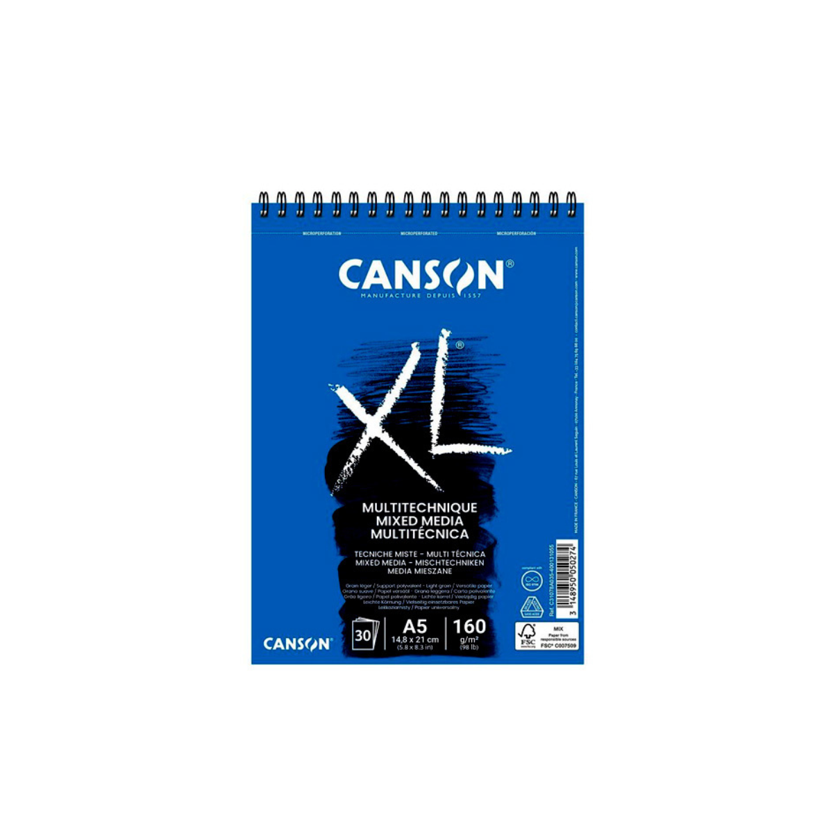 Canson Σπιράλ Μπλοκ XL Mixed Media Textured Α5/300gsm 15φ.