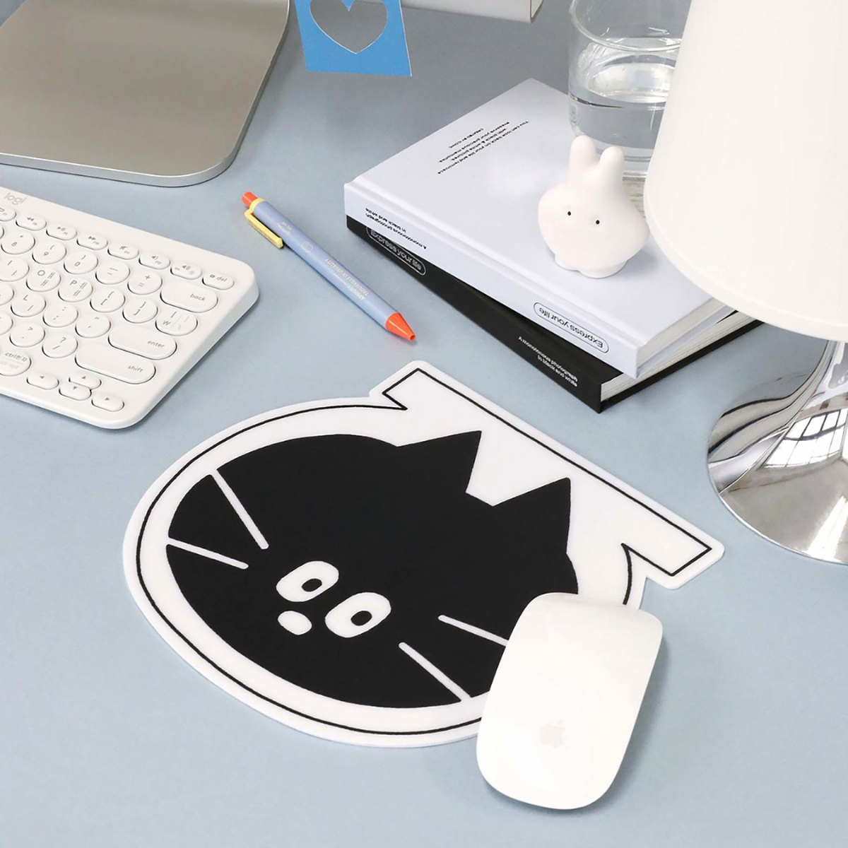 Doodle Mouse Pad Monotone Fish bowl - Μαύρο