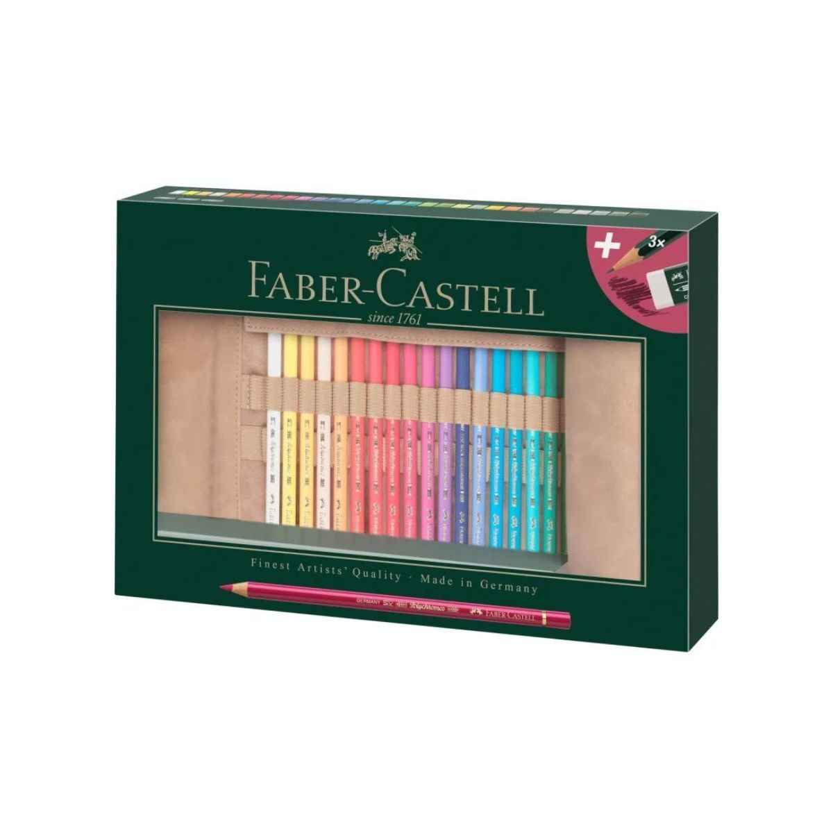 Faber Castell Σετ Polychromos, Μολύβια & Γόμα σε Υφασμάτινη Κασετίνα