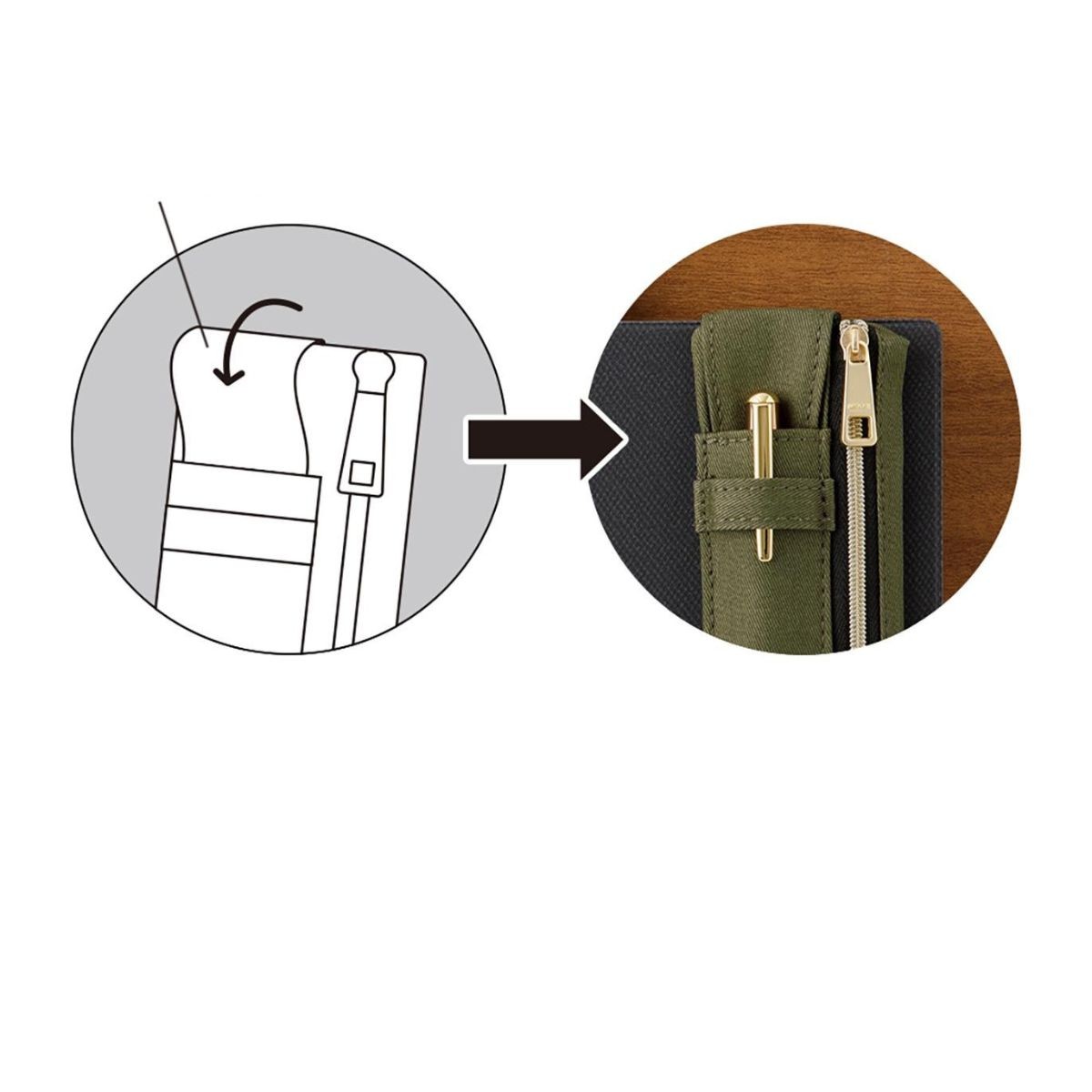 Κασετίνα με Ελαστικό Ιμάντα για Βιβλίο B6 - A5 Khaki