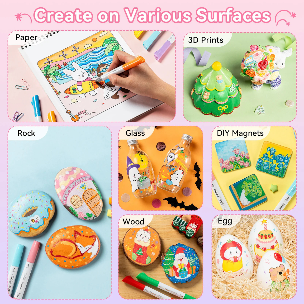 Ohuhu Acrylc Markers Σετ 24 Ακρυλικοί Μαρκαδόροι Waimoku Brush & Bullet