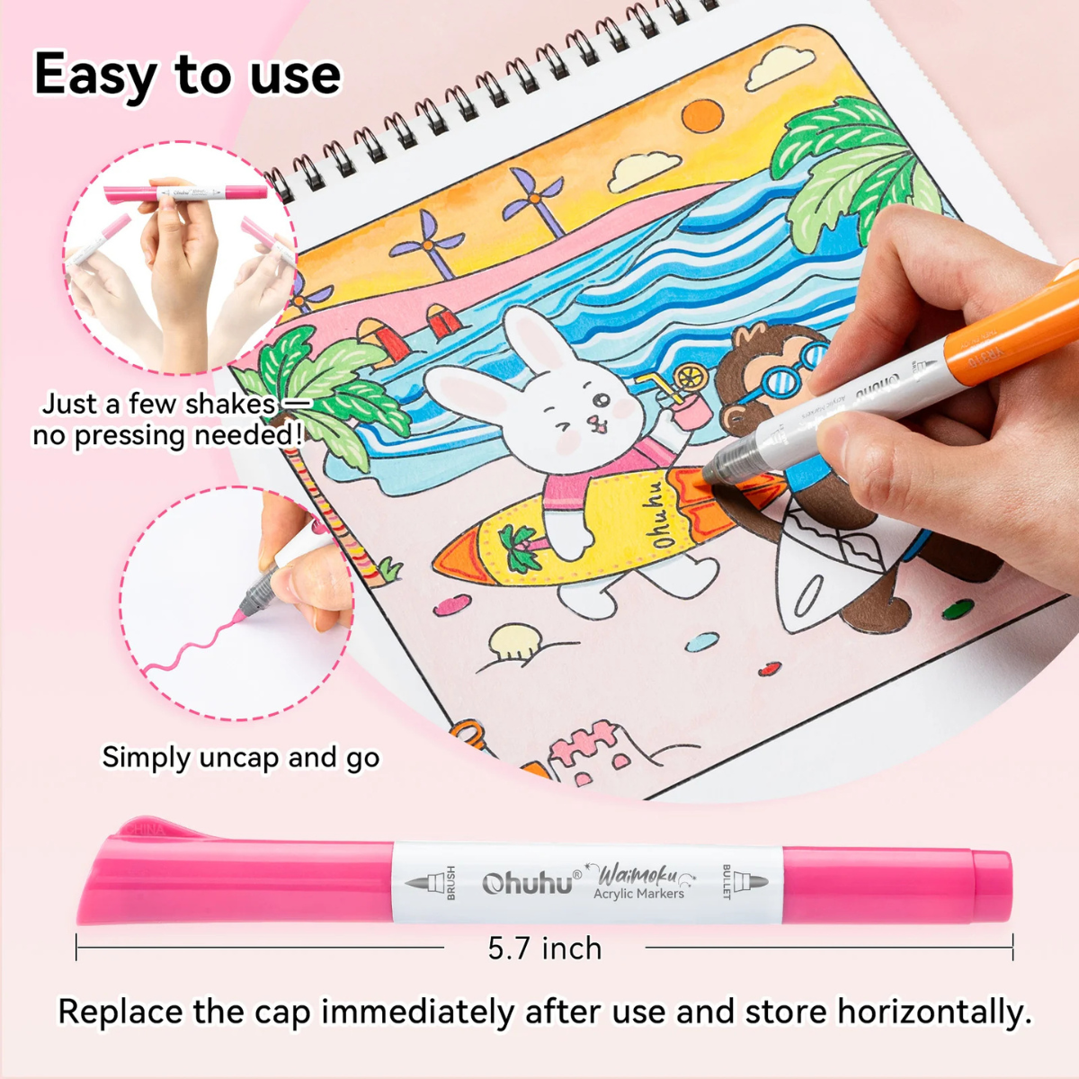 Ohuhu Acrylc Markers Σετ 24 Ακρυλικοί Μαρκαδόροι Waimoku Brush & Bullet