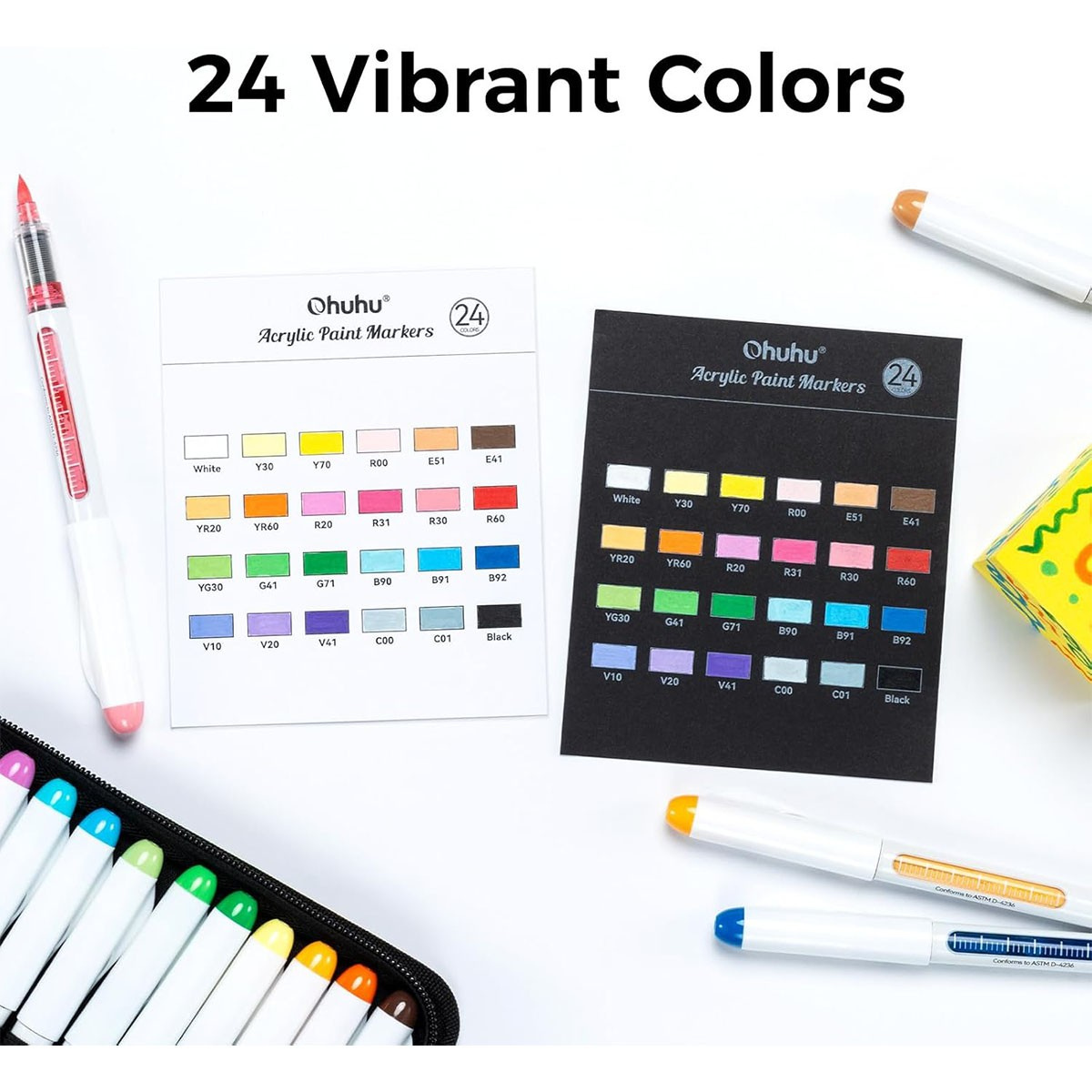 Ohuhu Direct-ink Acrylic Markers Nahuku Σετ 48 Ανεξίτηλων Ακρυλικών Μαρκαδόρων