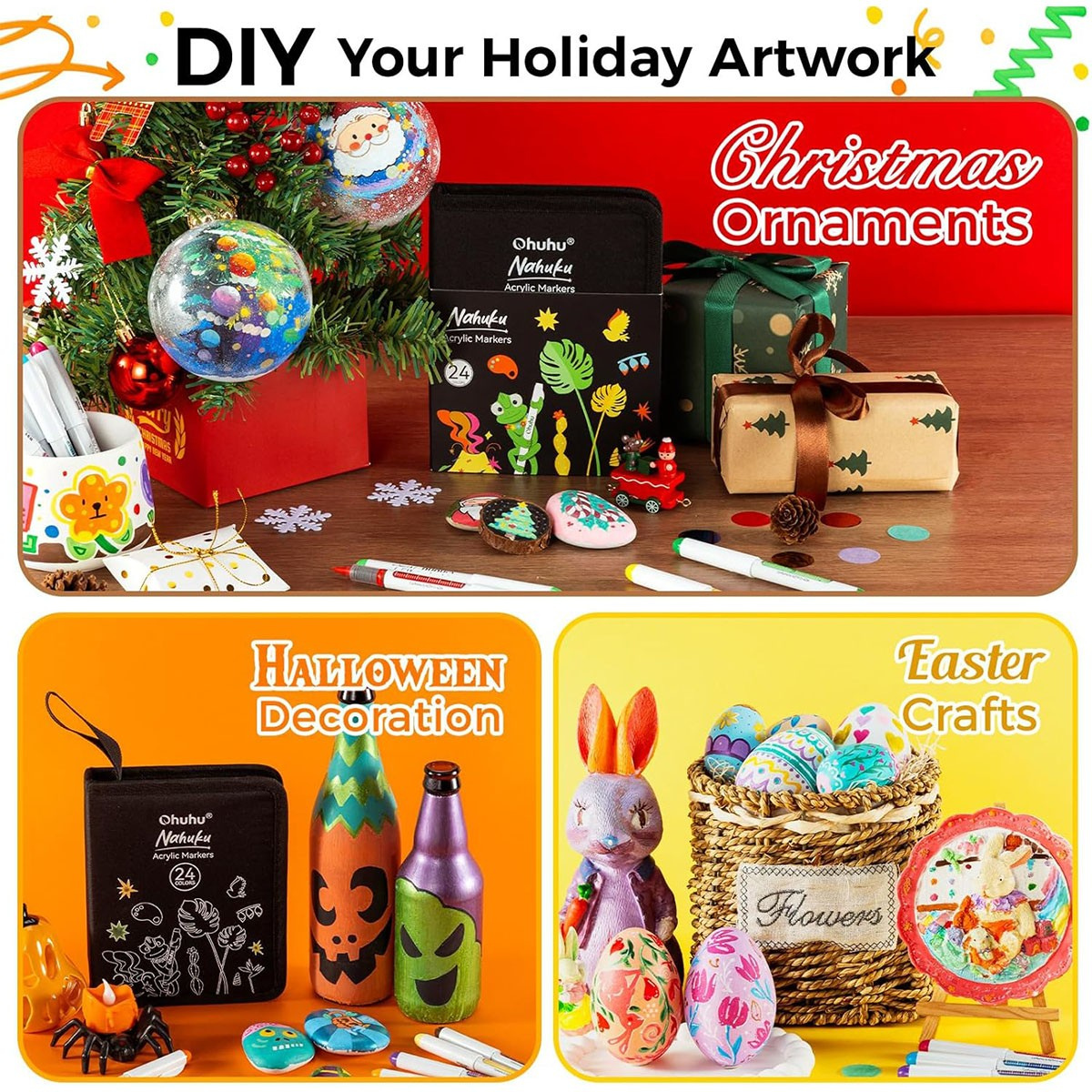 Ohuhu Direct-ink Acrylic Markers Nahuku Σετ 48 Ανεξίτηλων Ακρυλικών Μαρκαδόρων