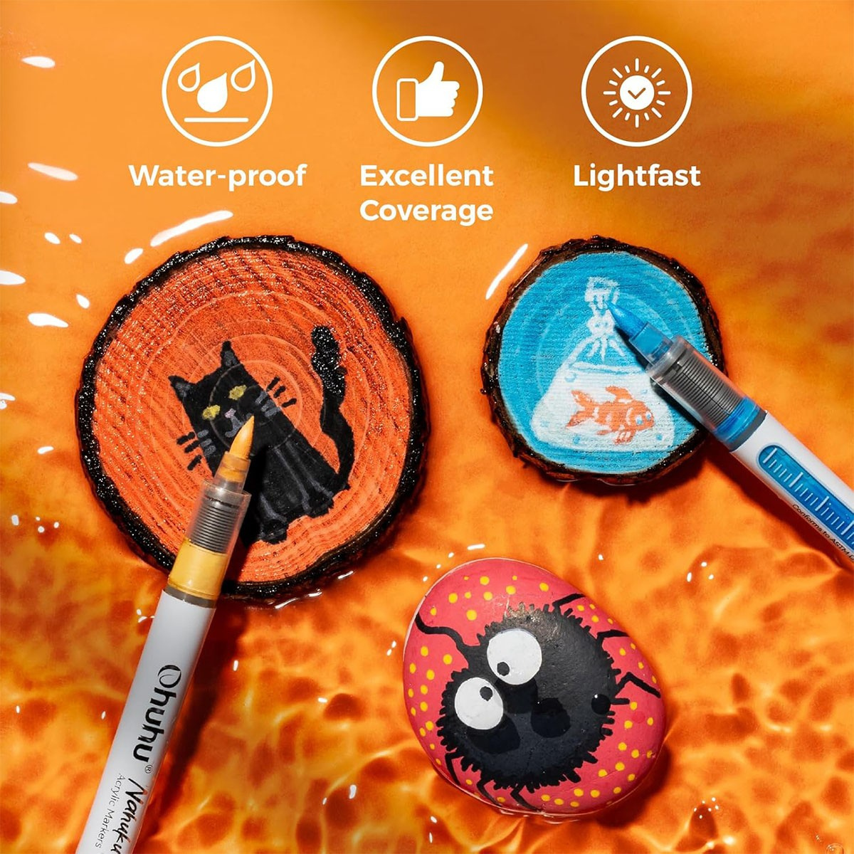 Ohuhu Direct-ink Acrylic Markers Nahuku Σετ 48 Ανεξίτηλων Ακρυλικών Μαρκαδόρων