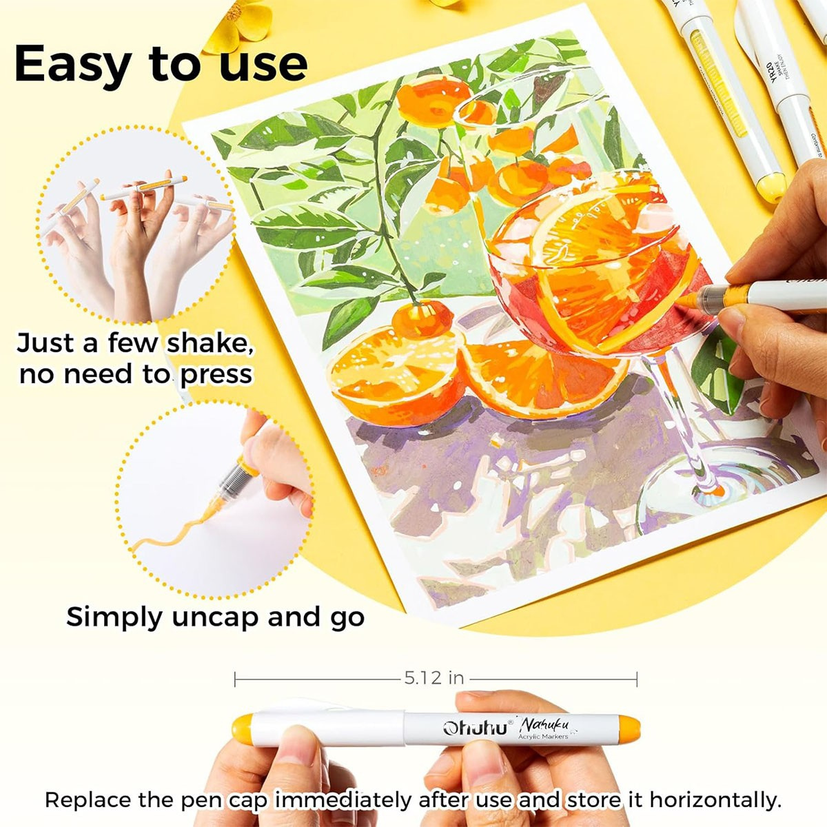 Ohuhu Direct-ink Acrylic Markers Nahuku Σετ 48 Ανεξίτηλων Ακρυλικών Μαρκαδόρων