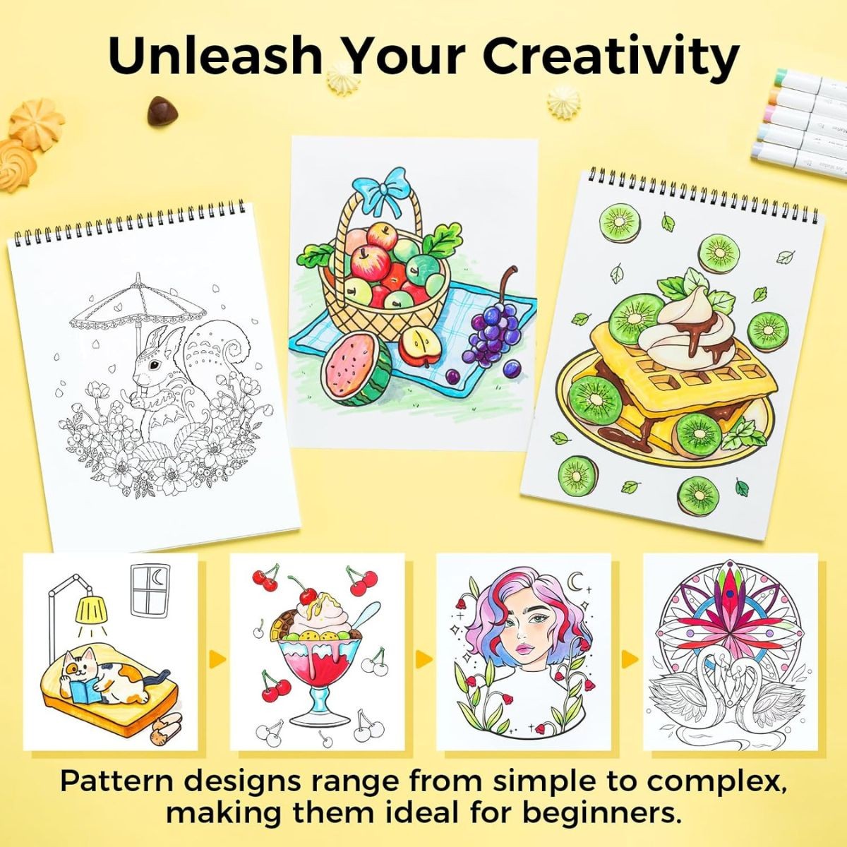 Ohuhu Oahu Σετ Μαρκαδόρων 320 χρωμάτων Fine & Chisel + ΔΩΡΟ 4 Coloring Books