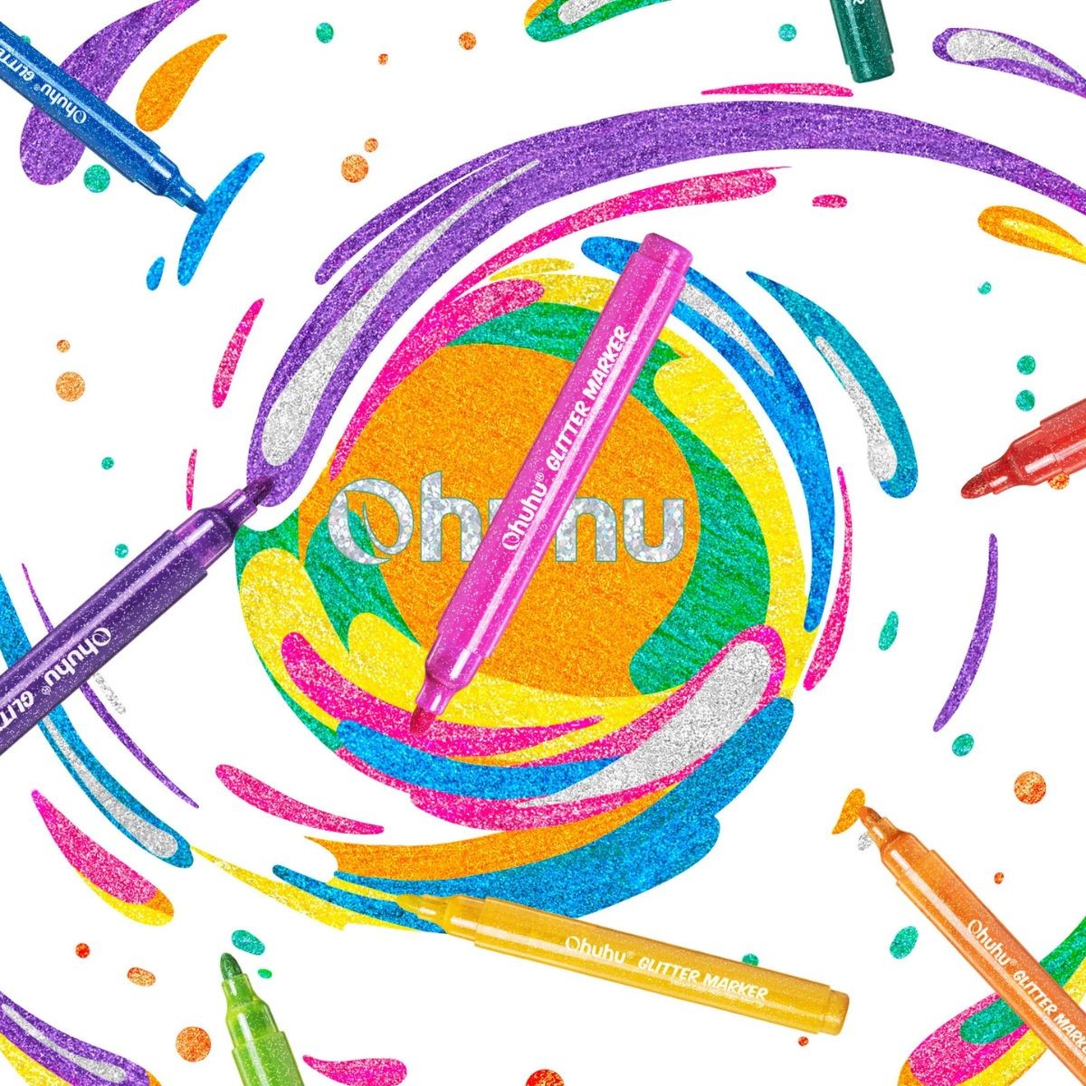 Ohuhu Metallic Marker Σετ 12 Μαρκαδόροι Νερού με Glitter