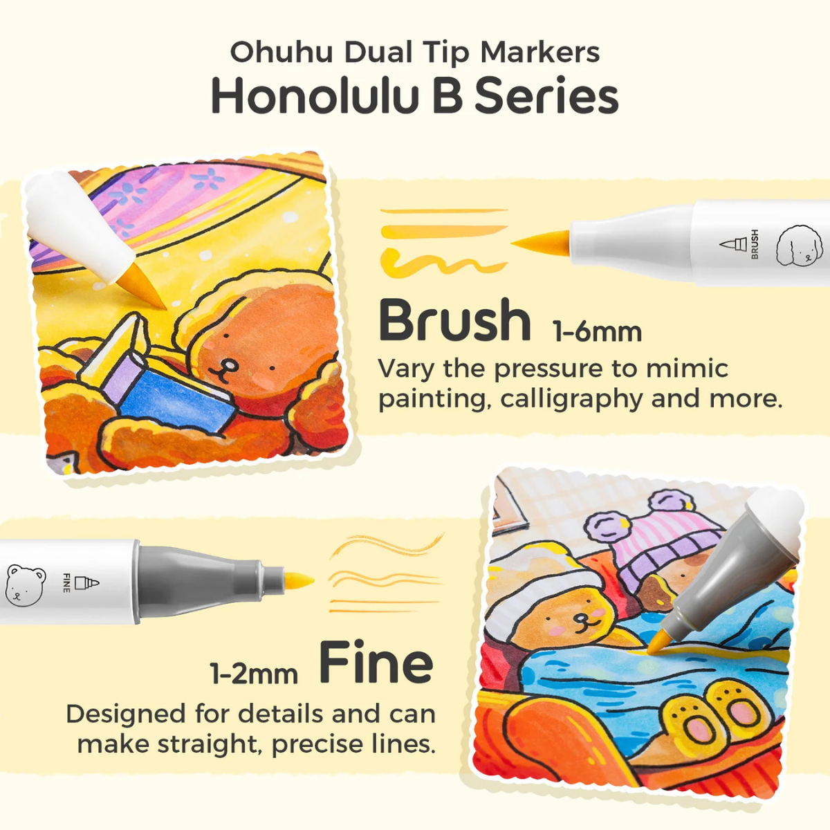 Ohuhu x Bobbie Goods Honolulu B Σετ 48 Μαρκαδόρων Αλκοόλης Brush & Fine