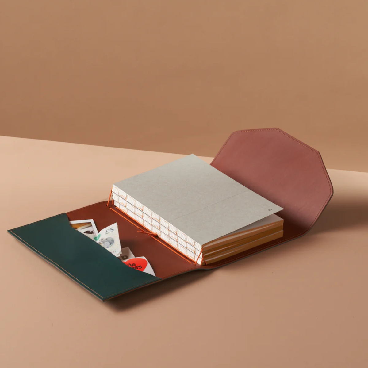 Paper Republic Δερμάτινο Σημειωματάριο Le Trifold Α5 Petrol blue & Cognac