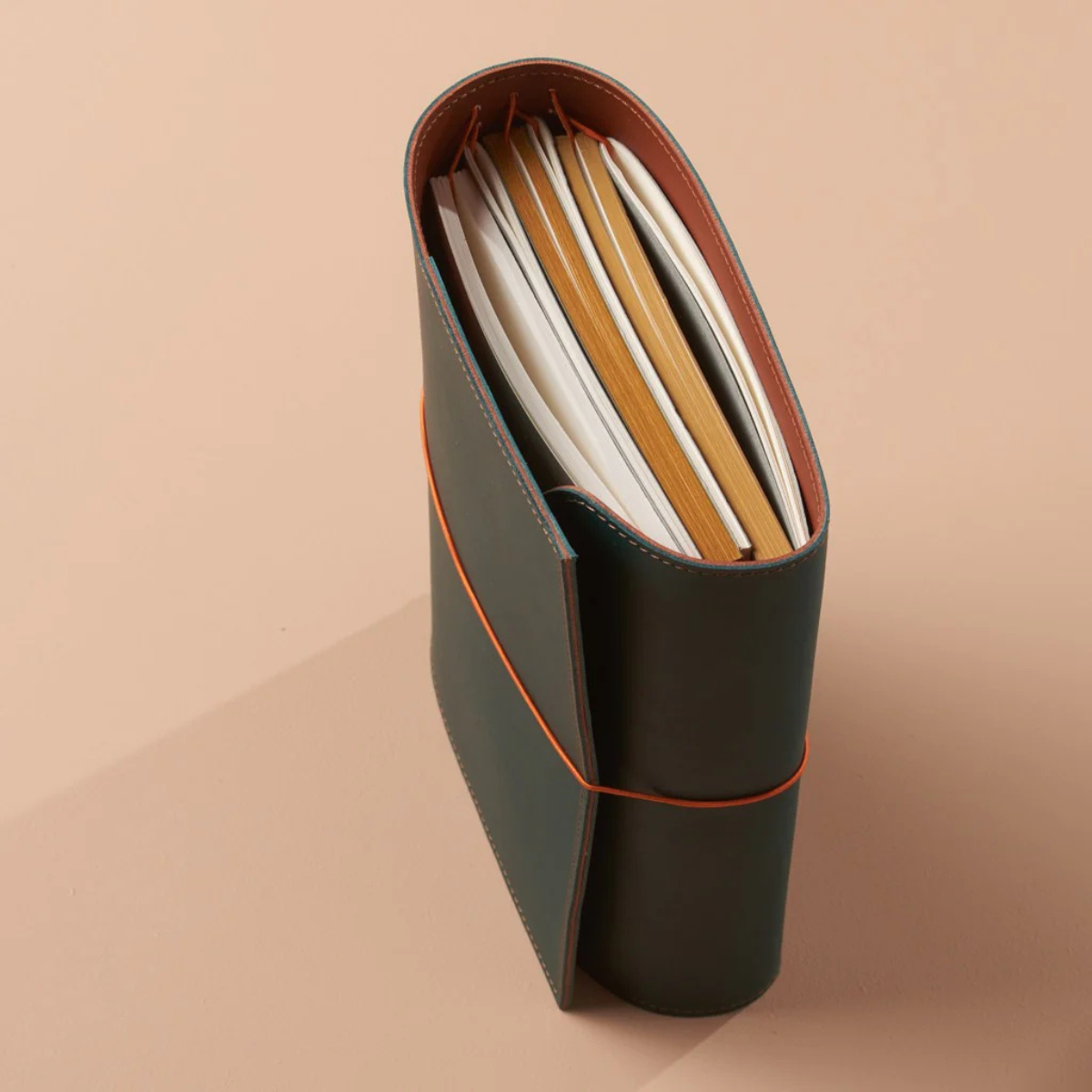 Paper Republic Δερμάτινο Σημειωματάριο Le Trifold Α5 Petrol blue & Cognac