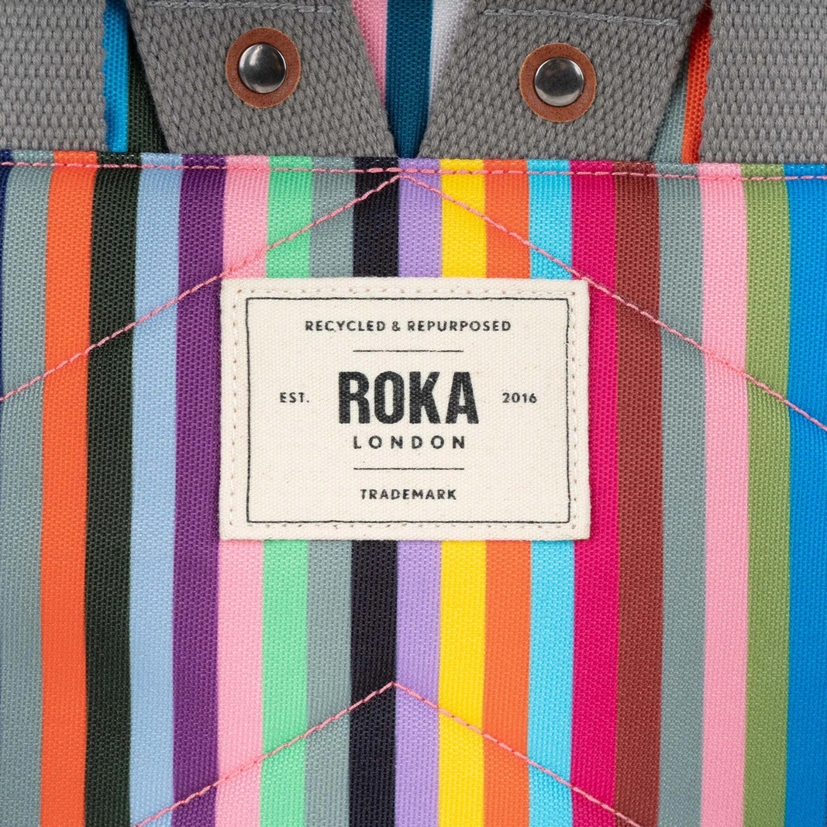 ROKA London Canfield B Σακίδιο Πλάτης Roll-Top Multi Stripe από Ανακυκλωμένο Canvas Medium 15L