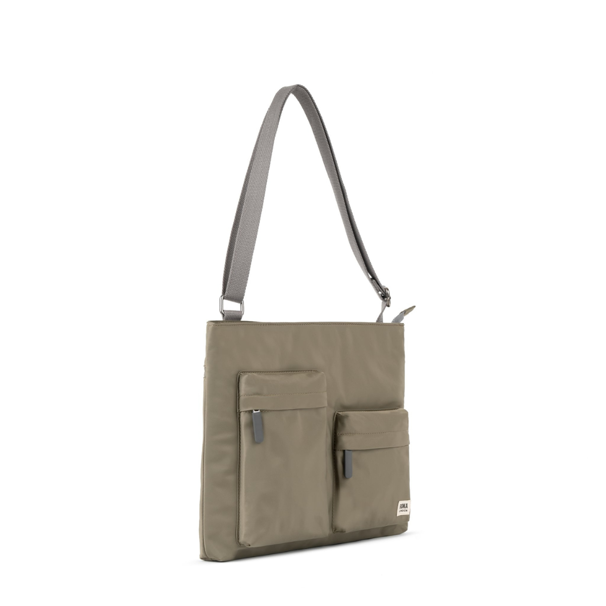 ROKA London Moorgate Messenger Τσάντα Ώμου Taupe από Ανακυκλωμένο Nylon - Medium 3.1L