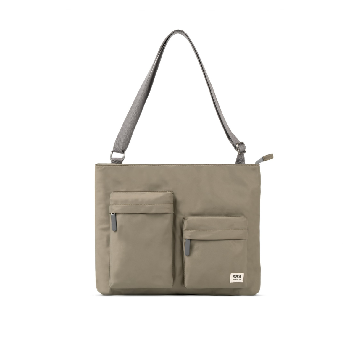 ROKA London Moorgate Messenger Τσάντα Ώμου Taupe από Ανακυκλωμένο Nylon - Medium 3.1L
