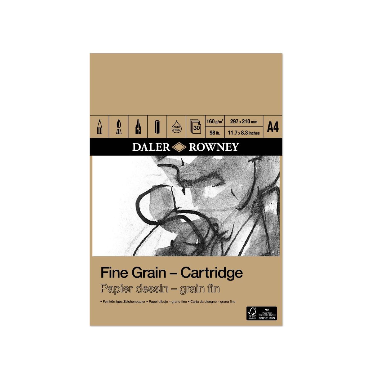 Daler-Rowney Μπλοκ Fine Grain Heavyweight A4 160g 30φύλλα