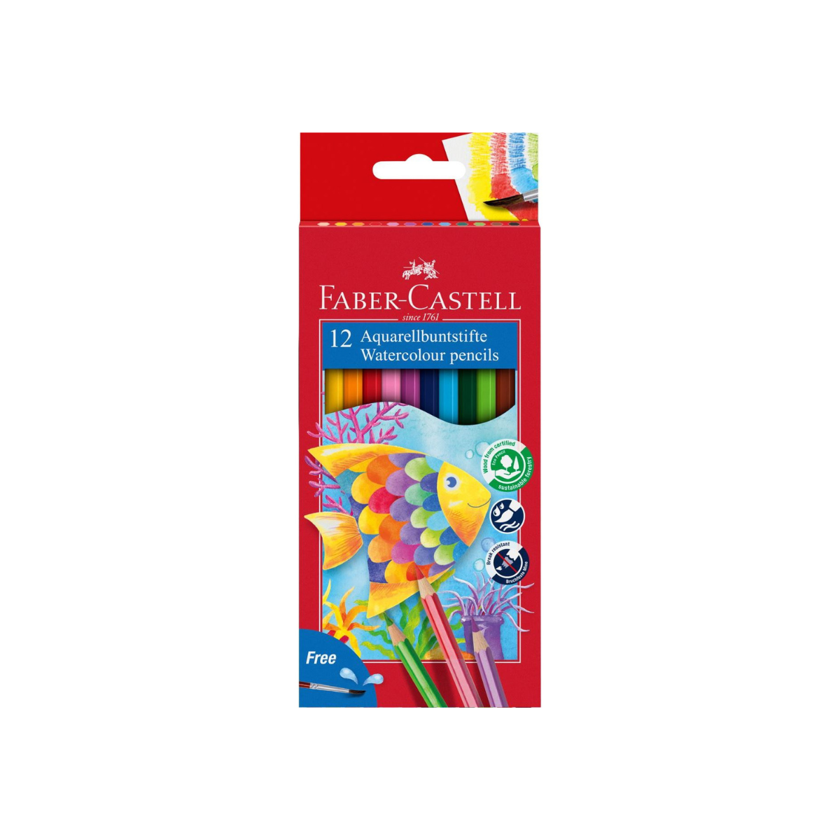 Faber-Castell Σετ 12 Ξυλομπογιές Ακουαρέλας με Πινέλο