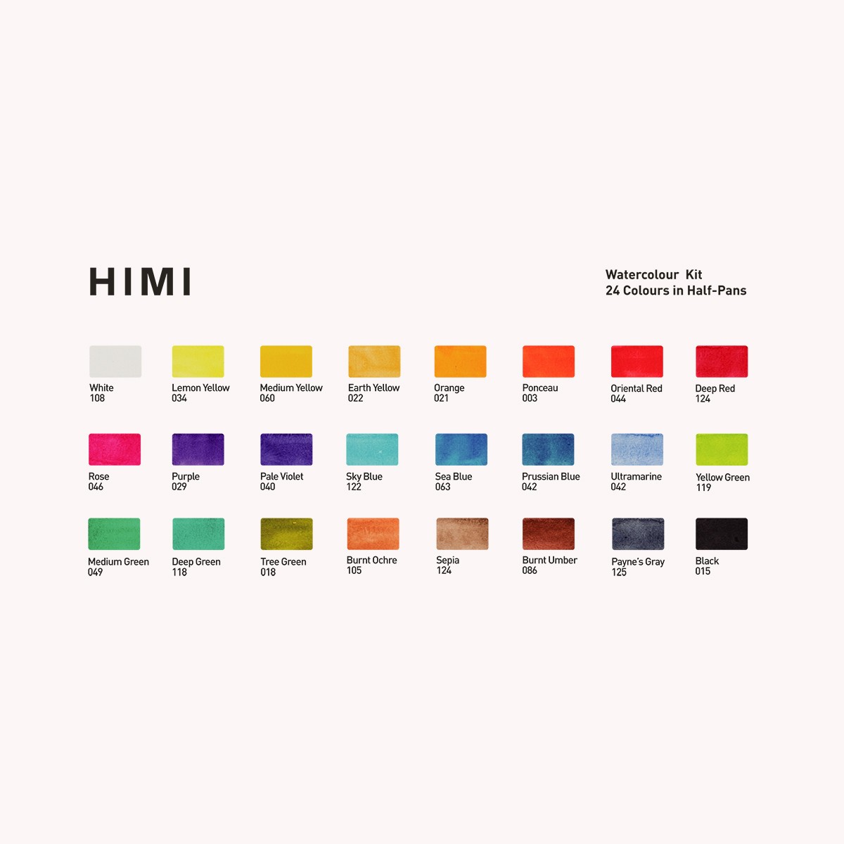 HIMI Κασετίνα Watercolour 24 Χρωμάτων σε Half-Pans με πινέλο