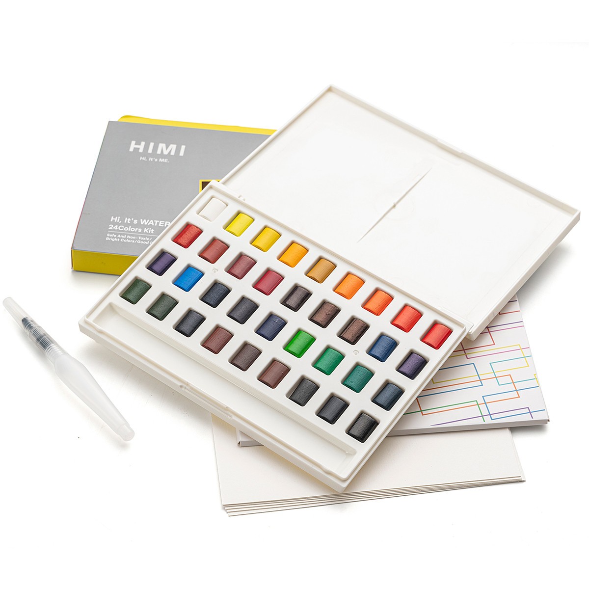 HIMI Κασετίνα Watercolour 36 Χρωμάτων σε Half-Pans με πινέλο