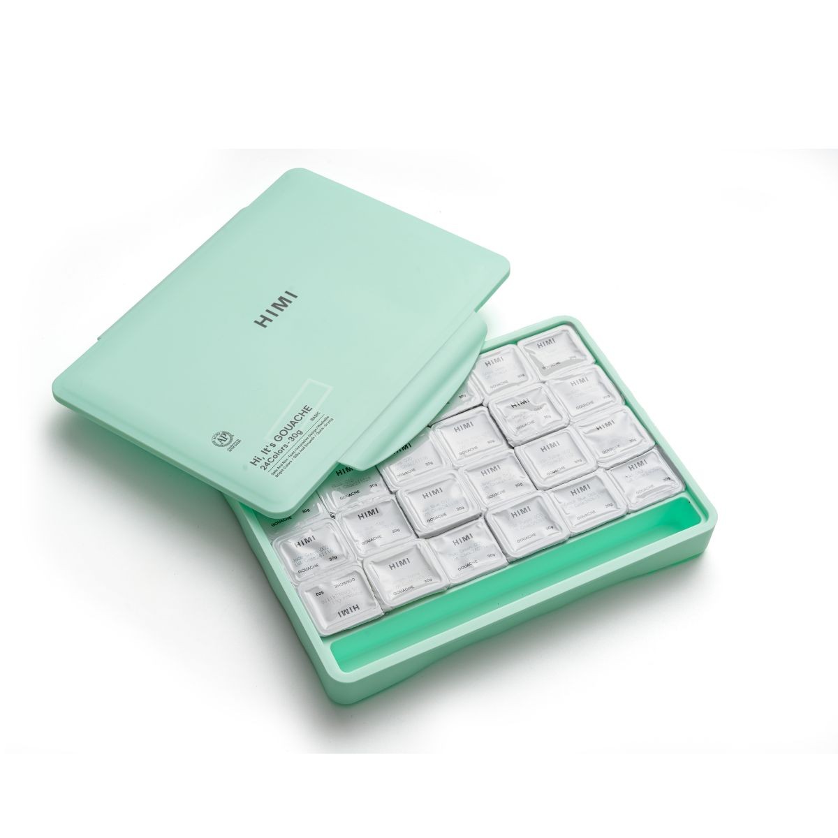 HIMI Σετ 24 Χρωμάτων Jelly Cup Gouache με Παλέτα Ανάμιξης - Green Case Edition