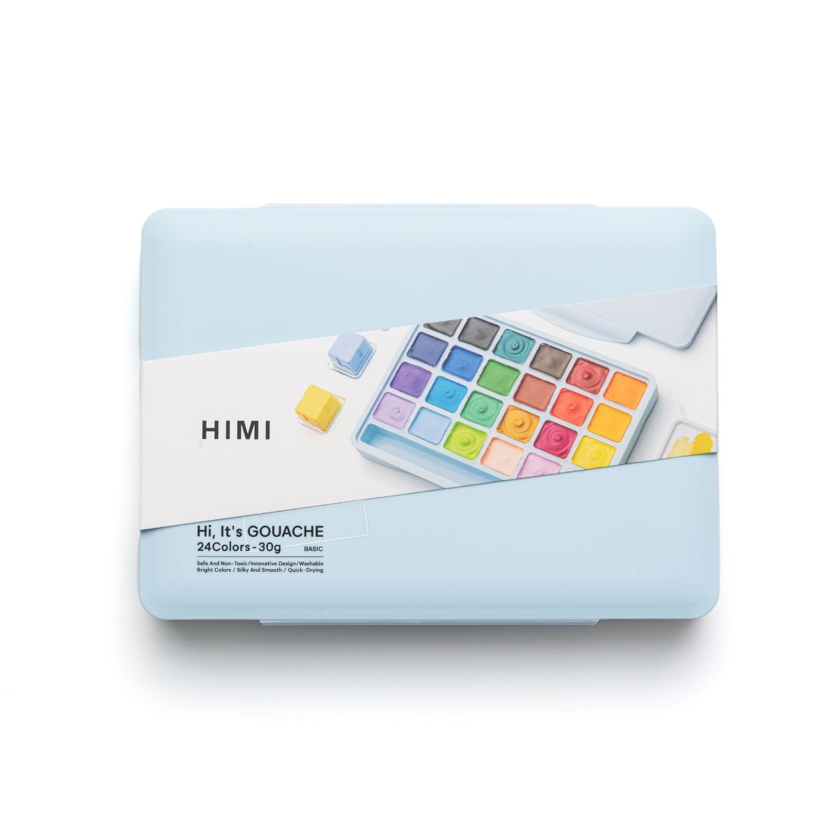 HIMI Σετ 24 Χρωμάτων Jelly Cup Gouache με Παλέτα Ανάμιξης - Ice Blue Case Edition