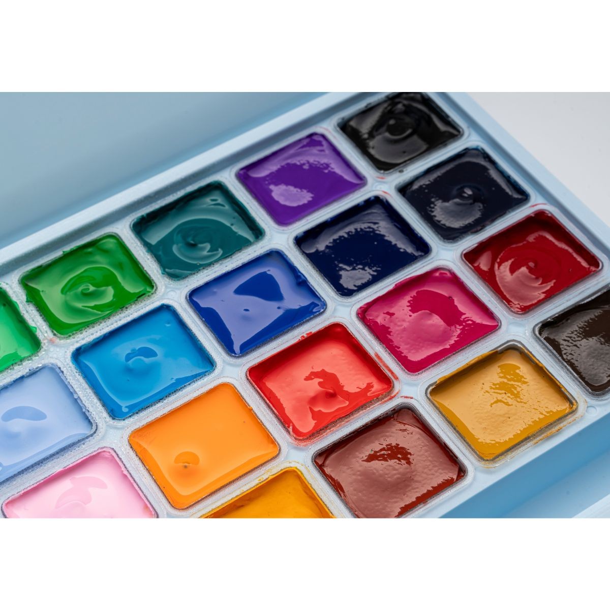 HIMI Σετ 24 Χρωμάτων Jelly Cup Gouache με Παλέτα Ανάμιξης - Ice Blue Case Edition