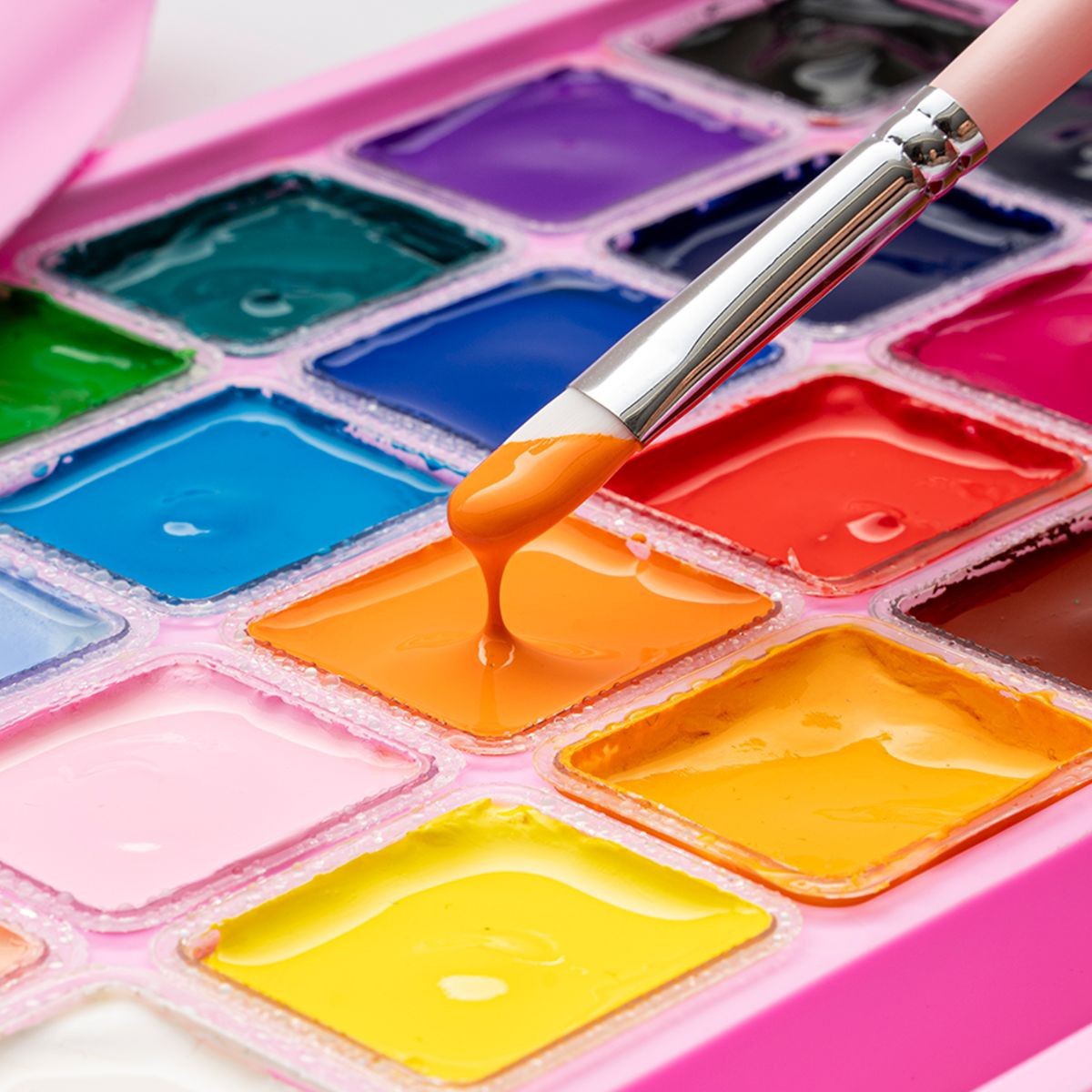 HIMI Σετ-24 Χρωμάτων Jelly Cup Gouache με Παλέτα Ανάμιξης - Pink Case Edition