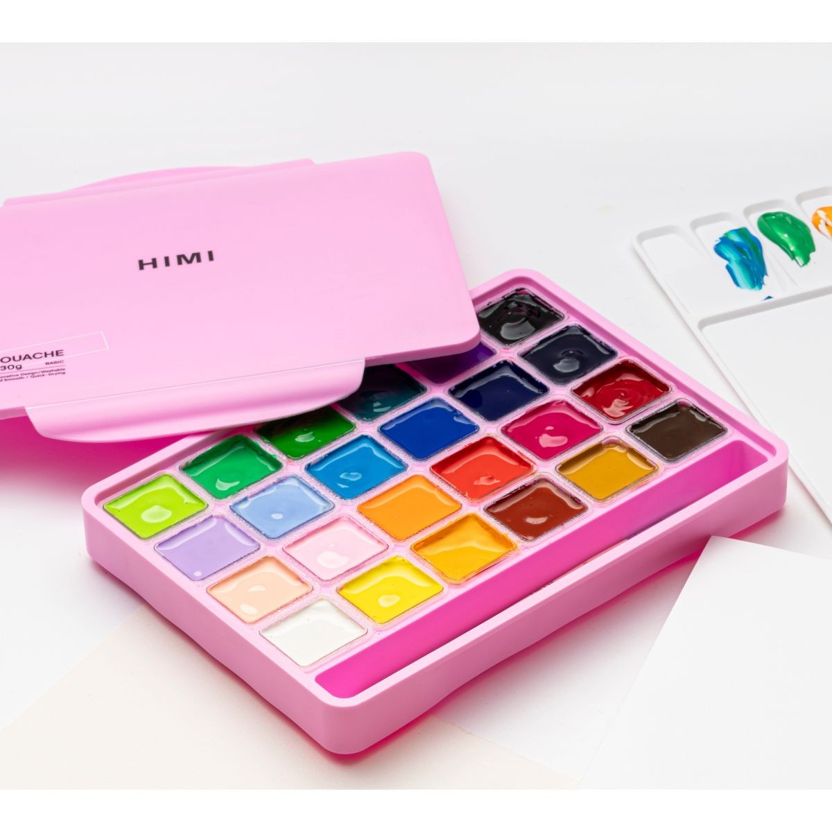 HIMI Σετ-24 Χρωμάτων Jelly Cup Gouache με Παλέτα Ανάμιξης - Pink Case Edition