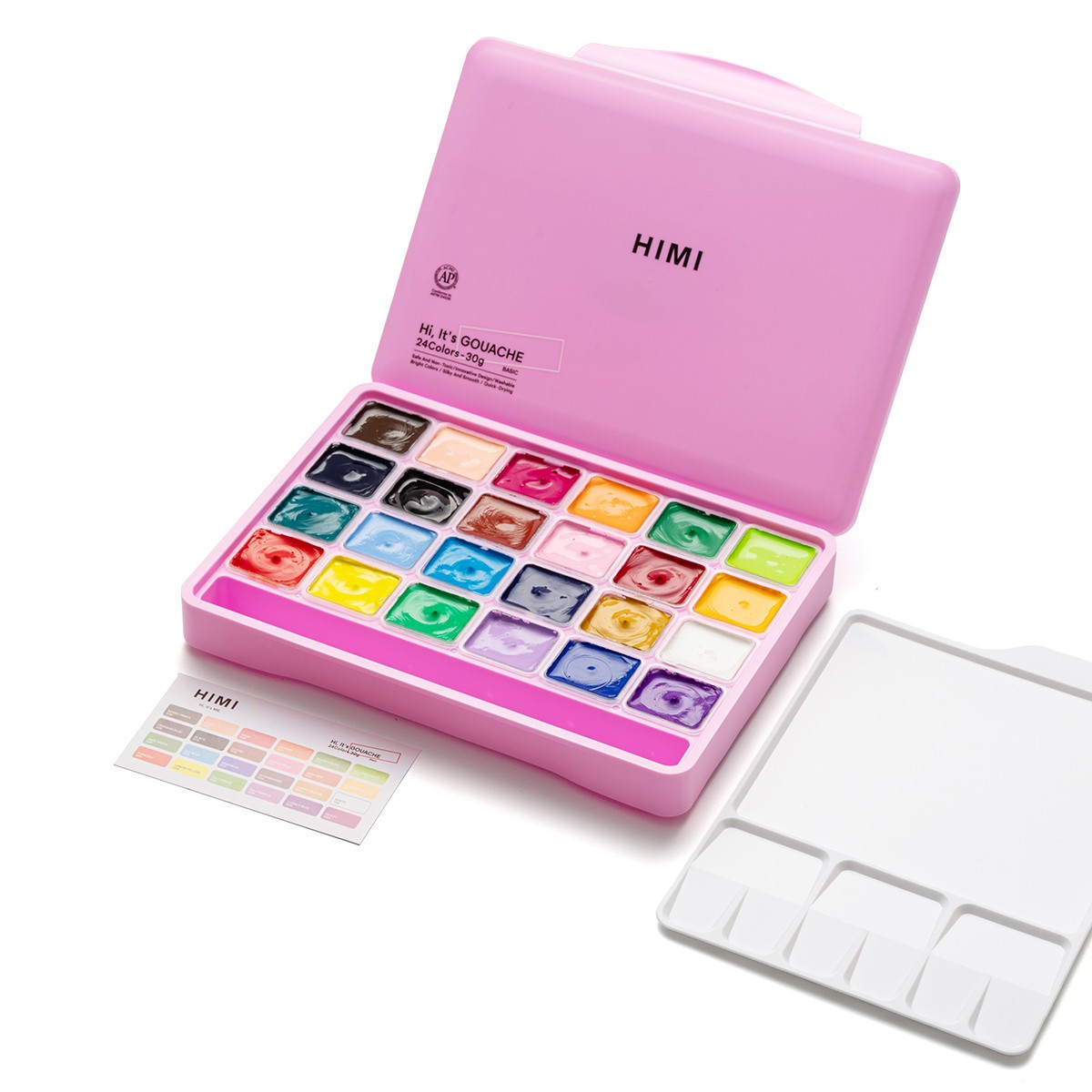 HIMI Σετ-24 Χρωμάτων Jelly Cup Gouache με Παλέτα Ανάμιξης - Pink Case Edition
