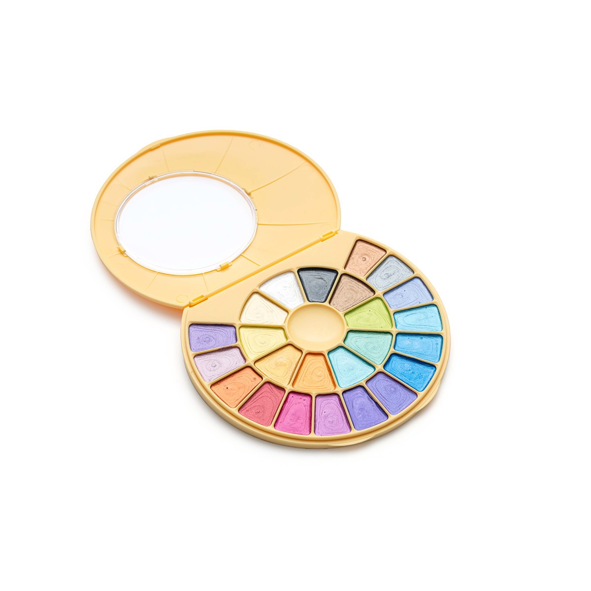 HIMI Σετ 24 Χρωμάτων Semi-Moist Watercolour με Πινέλο Yellow Case - Metallic Edition
