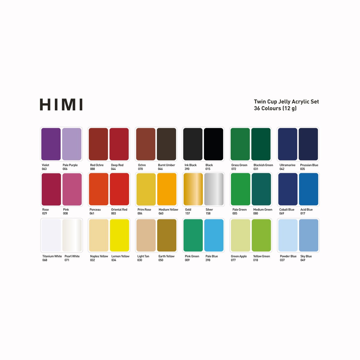 HIMI Σετ 36 Χρωμάτων Twin Cup Jelly Acrylic - Pearl Green Case