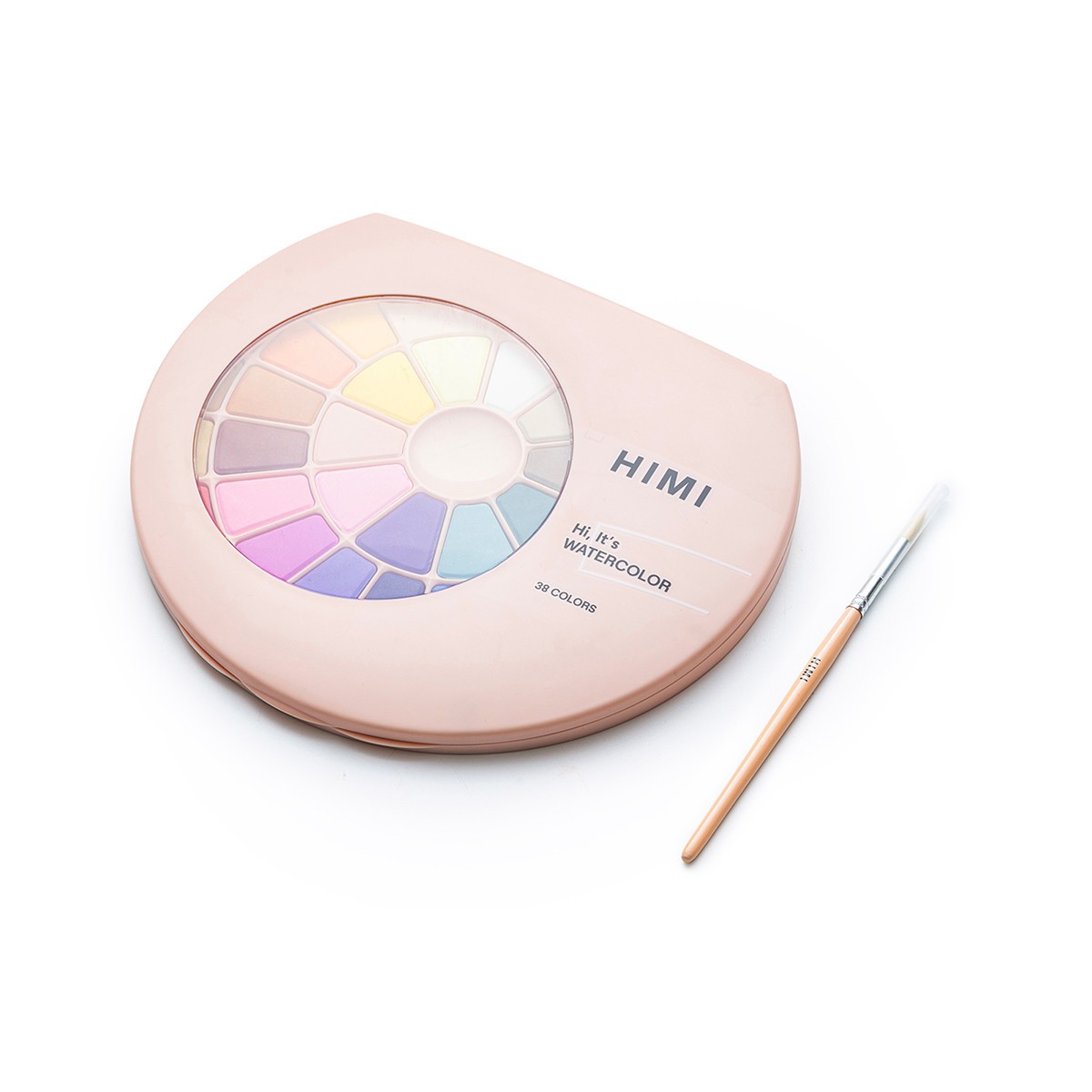HIMI Σετ 38 Χρωμάτων Solid Watercolour με Πινέλο - Pink Case