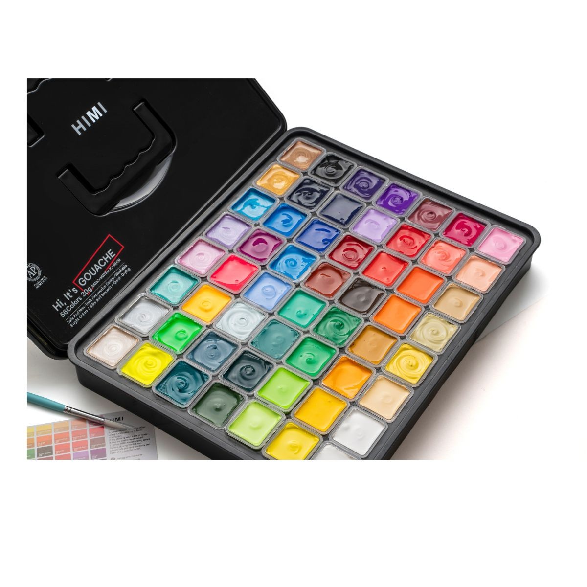 HIMI Σετ 56 Χρωμάτων Jelly Cup Gouache - Black Case Edition
