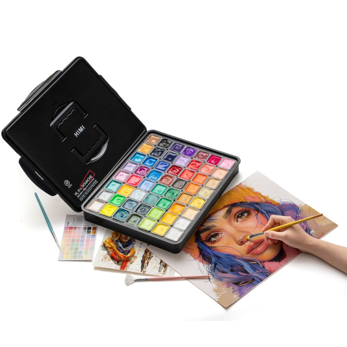 HIMI Σετ 56 Χρωμάτων Jelly Cup Gouache - Black Case Edition