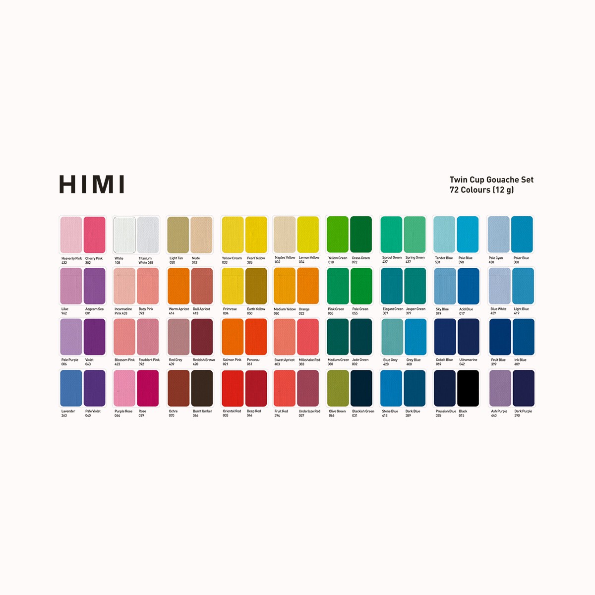 HIMI Σετ 72 Χρωμάτων Twin Cup Gouache - Apple Green Case