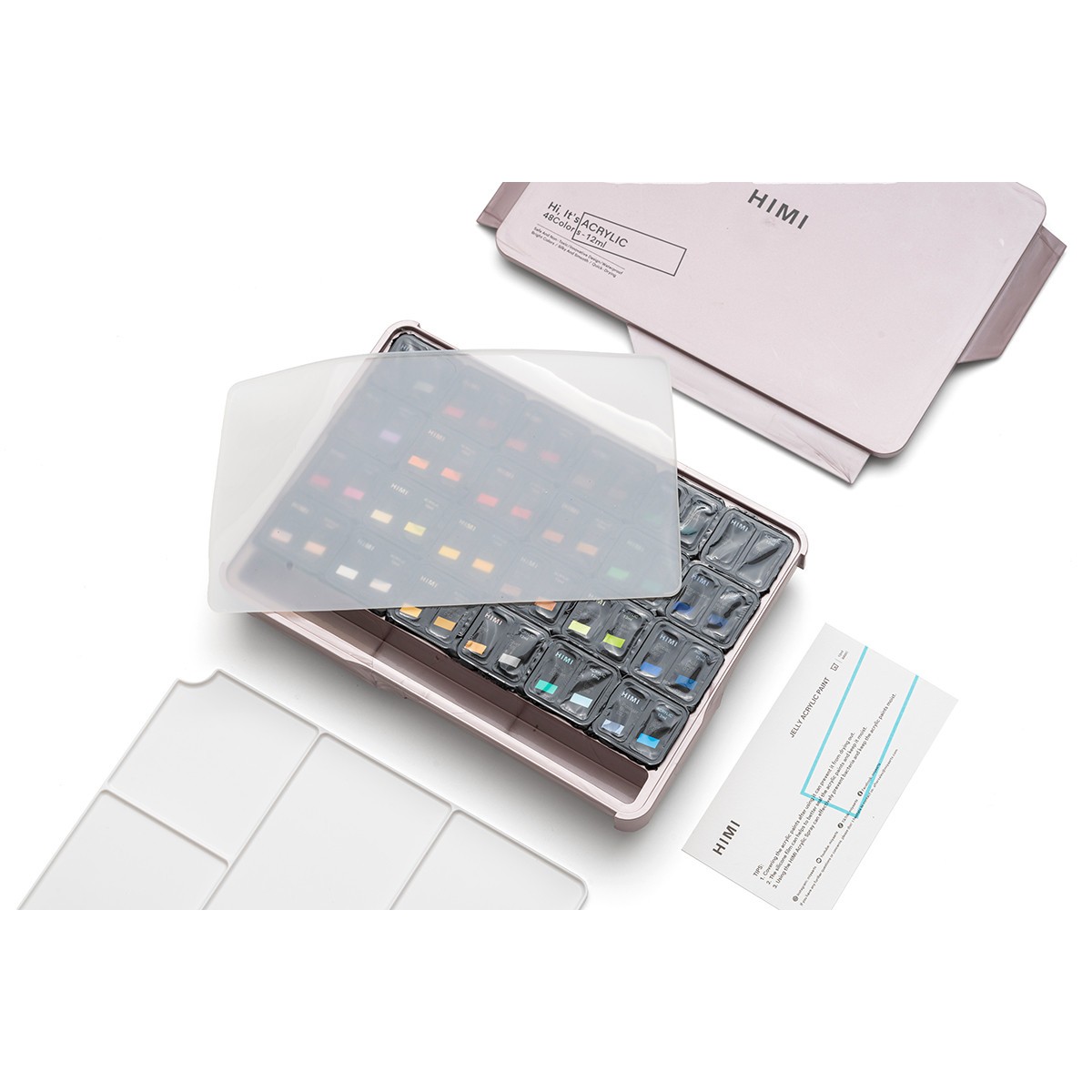 HIMI Σετ 48 Χρωμάτων Twin Cup Jelly Acrylic - Pearl Pink Case