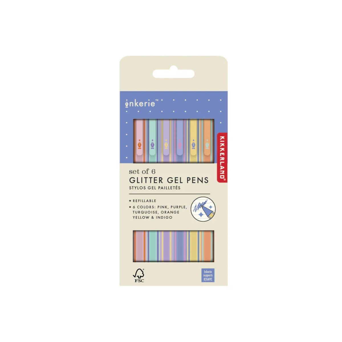 Kikkerland Σετ Στυλό Gel με Glitter