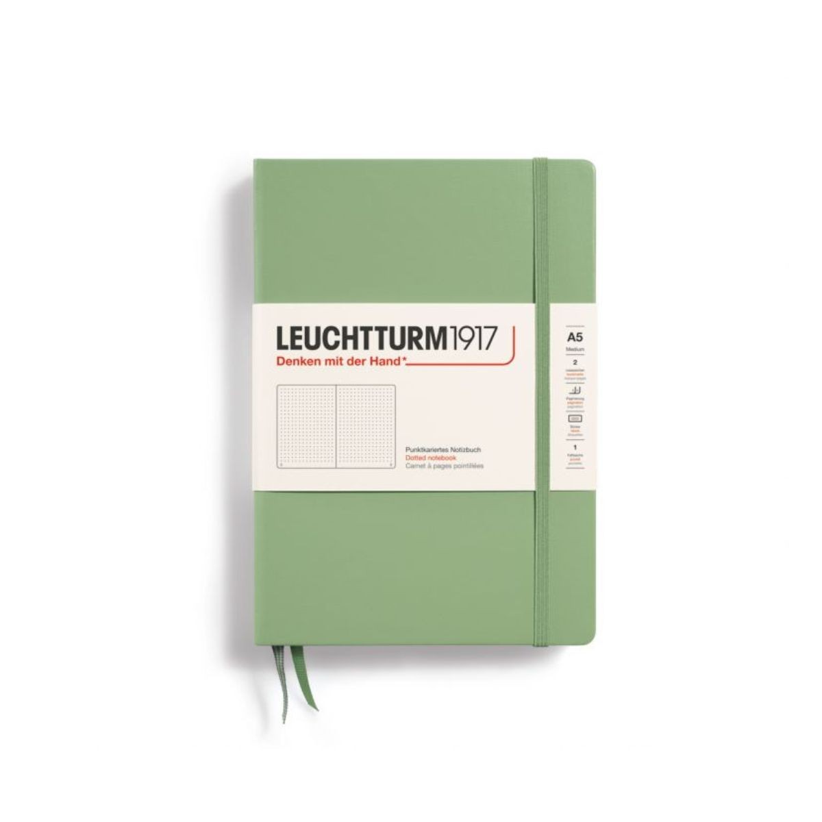LEUCHTTURM1917 Σημειωματάριο Α5 Σκληρό Εξώφυλλο 251φ. Sage - Κουκκίδες