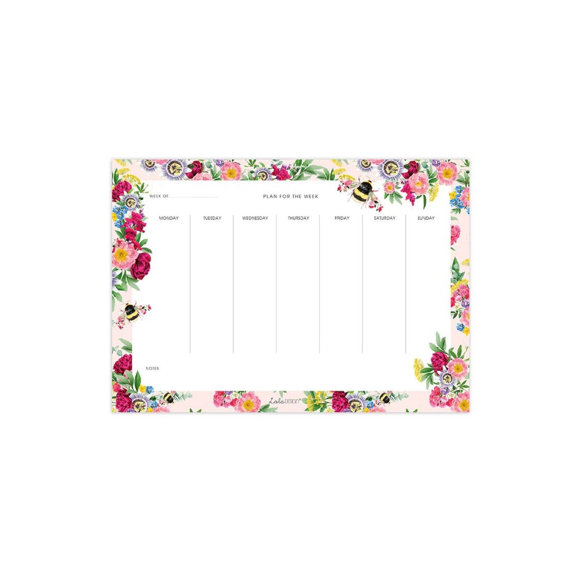 Lola Design Μαγνητικό Εβδομαδιαίο Πρόγραμμα Botanical Bee