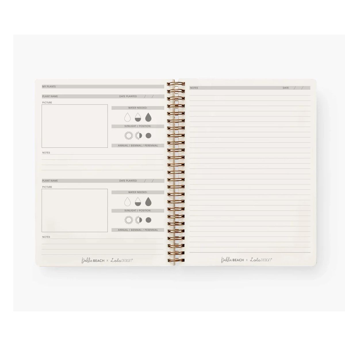 Lola Design x Dahlia Beach Σπιράλ Τετράδιο Κηπουρικής B5 Gardeners Notebook