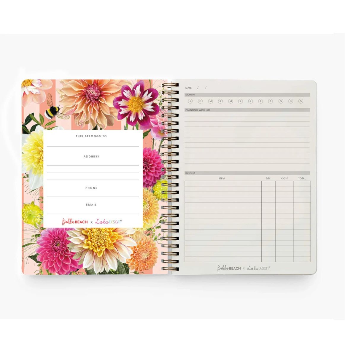 Lola Design x Dahlia Beach Σπιράλ Τετράδιο Κηπουρικής B5 Gardeners Notebook