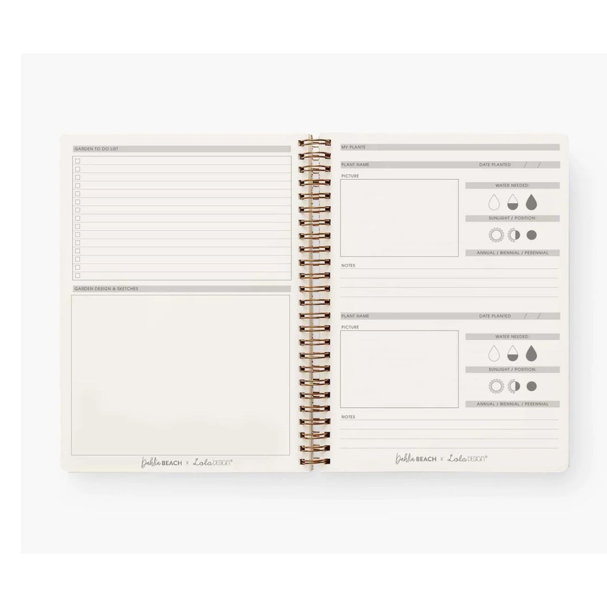 Lola Design x Dahlia Beach Σπιράλ Τετράδιο Κηπουρικής B5 Gardeners Notebook