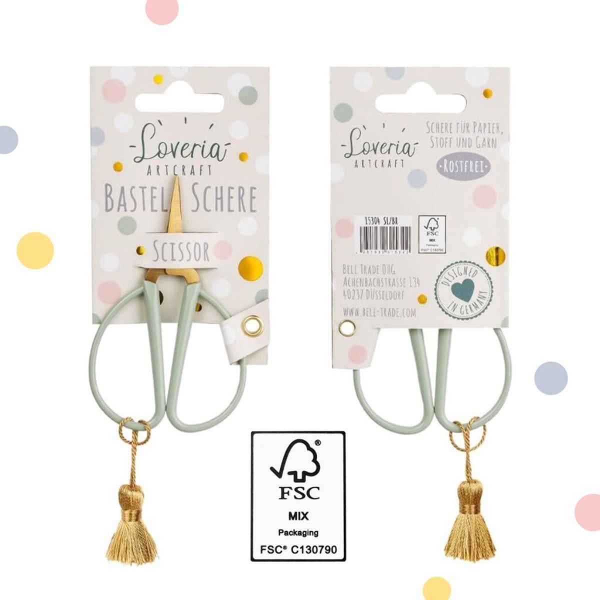 Loveria Artcraft Ψαλίδι Χειροτεχνίας Retro Look - Salbei Gold